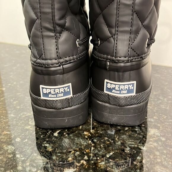Sperry Duck BOOTS Quilted Waterproof STS83693 Womens Size 7 Black Rubber - Picture 5 of 10